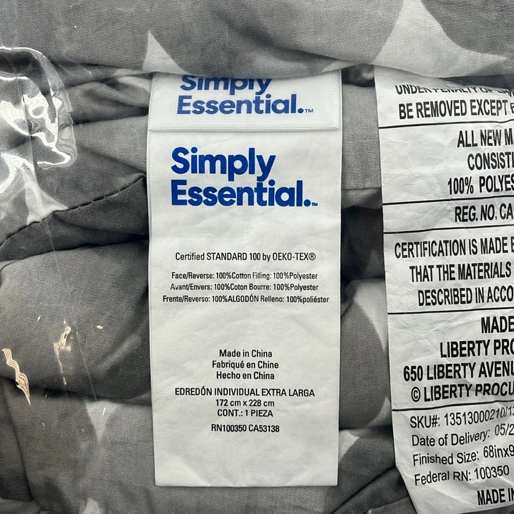 SIMPLY ESSENTIAL Comforter Set Twin/TwinXL Watercolor Dot Grey